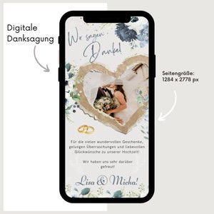 eCARD Danksagung Hochzeit Thank you Card digitale Whatsapp Instagram Facebook Email Dankeskarte Hochzeit mit Foto Animierte Hochzeit Bild 4