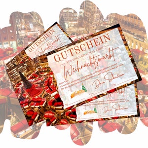 Buono per la visita al mercatino di Natale | Buono regalo di Natale | Idea regalo punch al vin brulè | Modello di biglietto per la passeggiata di Natale