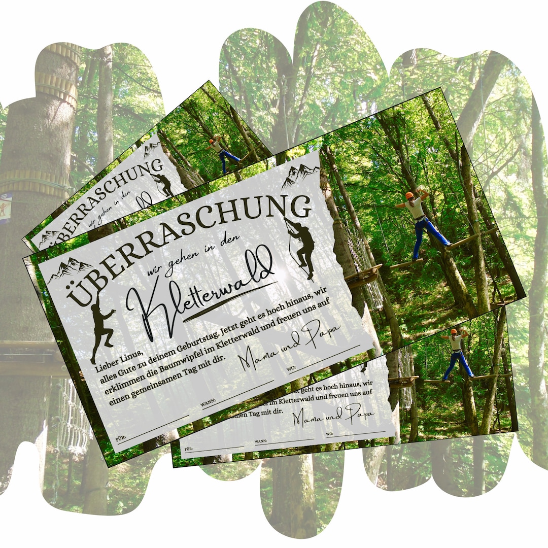 Printable Gift Voucher for a Climbing Park | Gift Voucher for a ...