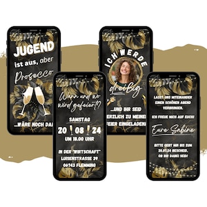 eCARD Geburtstag Party Einladung | Jugend ist aus aber Prosecco wäre da | Digitale WhatsApp Geburtstagseinladung | Geburtstagskarte Spruch