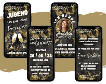 Prosecco birthday invitation for WhatsApp - digital eCARD with music & photo - funny Canva invitation Youth is over