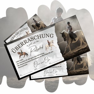 Gutschein für Reitstunden auf dem Pferd | Vorlage zum Ausdrucken | Reitunterricht als Geschenkidee zum Geburtstag | Urlaub Reiterhof