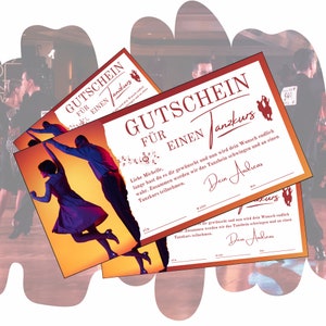 Gutschein für einen Tanzkurs | Vorlage Geschenkgutschein zum Ausdrucken | Zeit statt Zeug | Geschenkidee Tanzen lernen | Hochzeitstanz