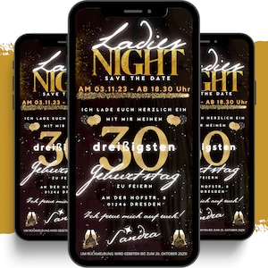 eCARD Ladies Night Party-uitnodiging | Digitale Whatsapp Vrouwenfeest Uitnodigingskaart | Verjaardagsuitnodiging voor dames | Meisjes themafeest