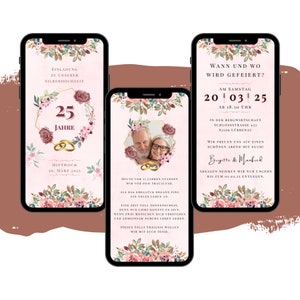 eCARD für eine Silberhochzeit | Digitale WhatsApp Hochzeitskarte | Handykarte 25 Jahre Ehe | Video Animierte Karte Hochzeitsjubiläum