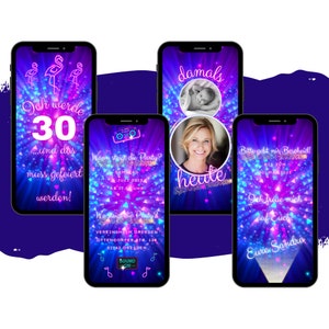 eCARD Geburtstag Neonparty Einladung | Digitale WhatsApp Geburtstagseinladung | Personalisierte Mottoparty Geburtstagskarten | Neonfeier