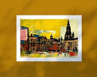 Glasgow, Abstract Cityscape Giclee Archival Art Print