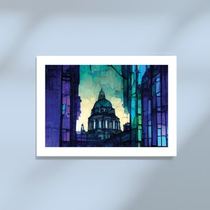 abstract textured painting that beautifully captures the iconic St. Paul's Cathedral in London