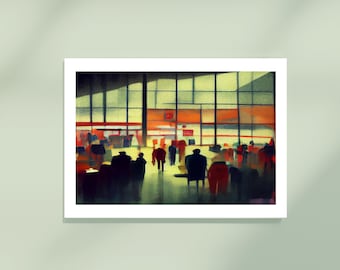 Liverpool Street London Lonely Crowds - Giclee Abstract Minimalism Cityscape Art Print, hand signed on archival etching paper