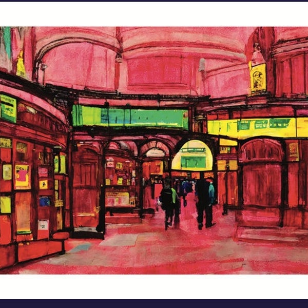 London Spitalfields Market- Abstract Art Print Illustration Original artwork