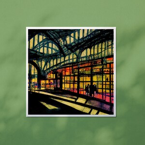 No Miracles at St. Pancras International - Square Impressionist Art Print taken from an original Illustration