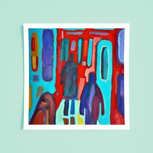 Hackney Central Overground Station Painting Abstract London Wall Art Lonely Crowds Contemporary Figurative Artwork
