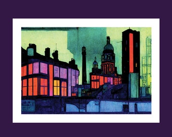 Bethnal Green Hackney London - Neon Art Print Illustration Original artwork