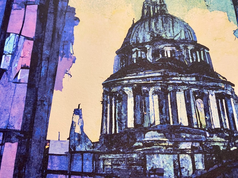 At the heart of the composition stands St. Paul's Cathedral, portrayed with a blend of bold strokes and delicate textures.