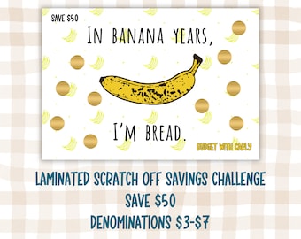 Banana Savings Challenge: Cash Envelope Stuffing Scratch-Off for Budget Binder