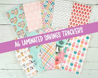 A6 Laminated Savings Trackers: Sinking Funds, Cash Envelopes - Set of 10