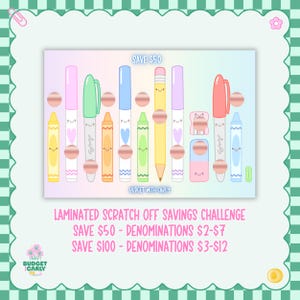 Laminated Scratch Off Savings Challenge: Cash Stuffing, Budget Binder