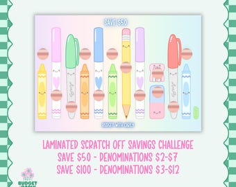 Laminated Scratch Off Savings Challenge: Cash Stuffing, Budget Binder