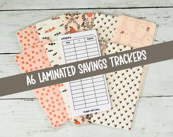 A6 Budget Binder Savings Trackers: Laminated Cash Envelope Inserts - Set of 10