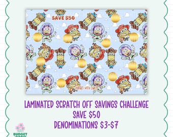 Laminated Scratch Off Savings Challenge: Cash Stuffing, Budget Binder