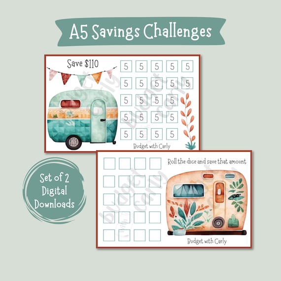 Savings Challenge Printable for Cash Stuffing | A5 Savings Challenge | Savings Tracker | Paycheck Budget | Instant Digital Download