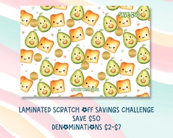 Avocado Savings Challenge: Scratch-Off Budget Binder Card