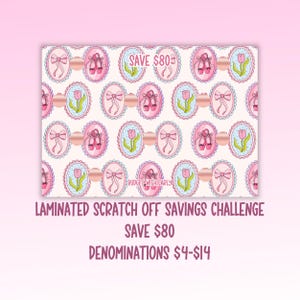 Laminated Scratch Off Savings Challenge: Cash Stuffing, Budget Binder