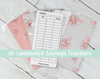 A6 Laminated Savings Trackers for Sinking Funds, Cash Stuffing, Budget Binder