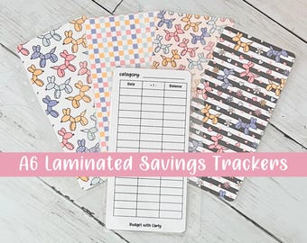 A6 Laminated Savings Trackers: Budget Binder Cash Envelopes, Set of 8
