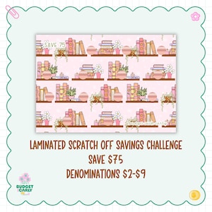 Books Savings Challenge: Laminated Scratch Off for Cash Stuffing