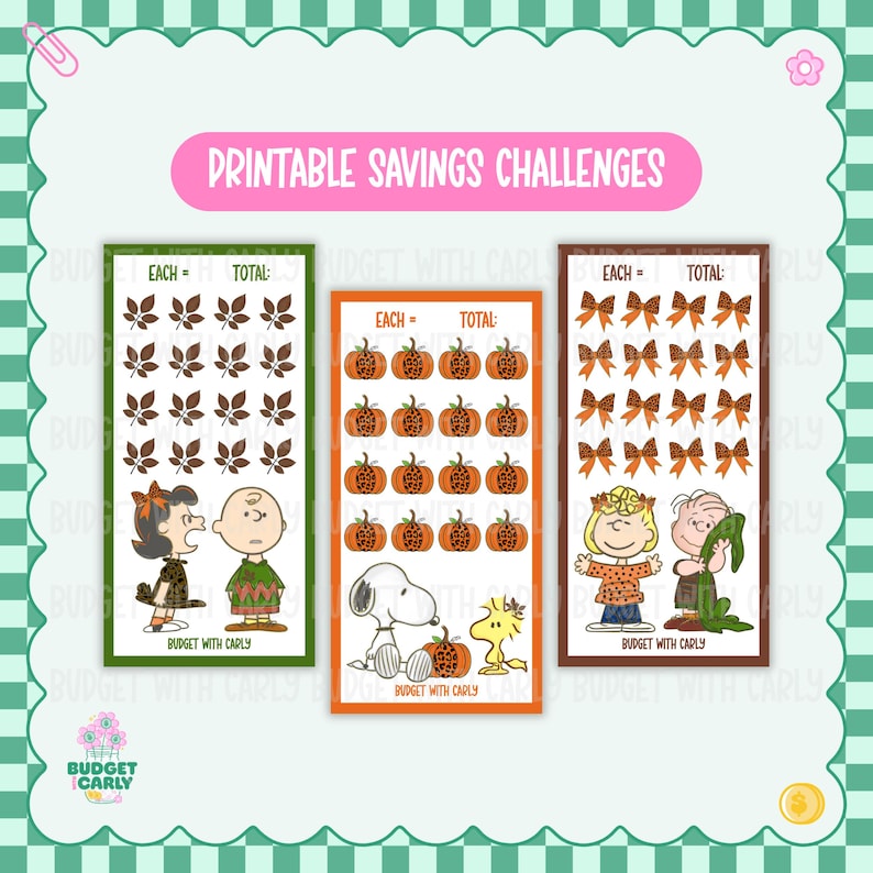 Fall Mini Savings Challenges Printable: A6 Cash Stuffing Budget Tracker ...