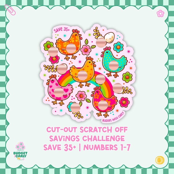 Savings Challenge for Cash Stuffing | Scratch Off Savings Challenge for Savings Binder | Money Challenge | Paycheck Budget