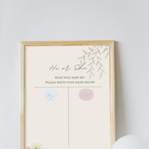 Printable Gender Reveal He or She Tally, He or She Sign for Gender ...