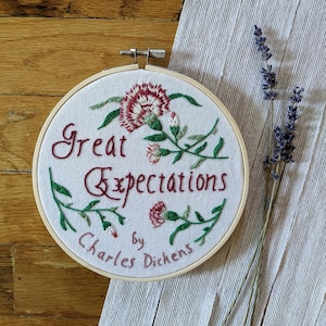 Great Expectations Embroidery // Handmade Classic Literature Floral Embroidery Design