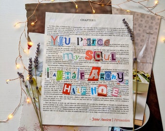Jane Austen Persuasion Quote // Handmade Literary Art Collage