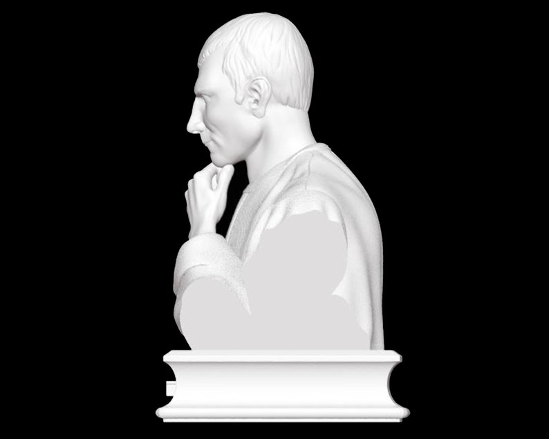 Busto di Niccolò Machiavelli, Scultura di Niccolò Machiavelli, Filosofo italiano, Rinascimento, Scultura stampata in 3D, Dimensioni e opzioni di colore immagine 4