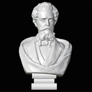 Charles Dickens Bust, Charles Dickens Statue, Dickens Sculpture, English Writer, 3D Printed Statue, Size & Colour Options