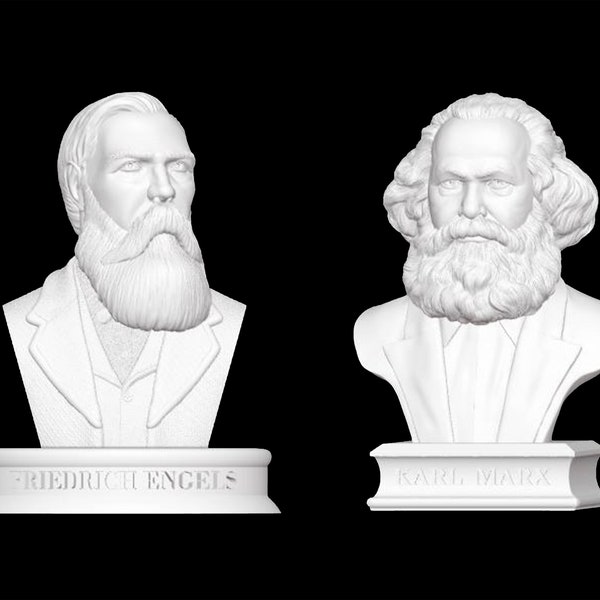 Karl Marx and Friderich Engels Bust, Marx and Engels Sculpture, Socialism, 3D Printed Sculpture, Size & Colour Options