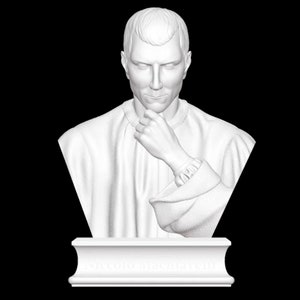 Busto di Niccolò Machiavelli, Scultura di Niccolò Machiavelli, Filosofo italiano, Rinascimento, Scultura stampata in 3D, Dimensioni e opzioni di colore immagine 2