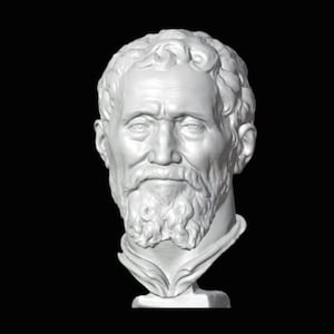 Michelangelo Bust, Michelangelo Statue, Michelangelo Sculpture, Renaissance, Sculptor and Painter, 3D Printed Sculpture, Size & Color Option