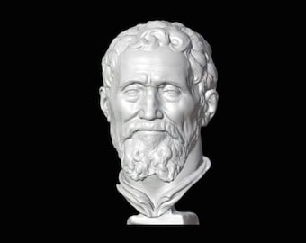 Michelangelo Bust, Michelangelo Statue, Michelangelo Sculpture, Renaissance, Sculptor and Painter, 3D Printed Sculpture, Size & Color Option