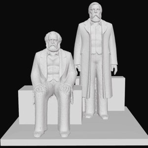 Karl Marx and Friedrich Engels Forum Statue in Berlin, Socialist Art, 3D Printed Statue, Size & Colour Option