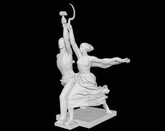 Worker and Kolkhoz Woman, Socialist Realism, 3D Prinetd Statue, Size & Colour Option