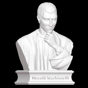 Busto di Niccolò Machiavelli, Scultura di Niccolò Machiavelli, Filosofo italiano, Rinascimento, Scultura stampata in 3D, Dimensioni e opzioni di colore immagine 1
