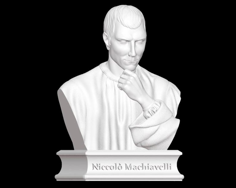 Busto di Niccolò Machiavelli, Scultura di Niccolò Machiavelli, Filosofo italiano, Rinascimento, Scultura stampata in 3D, Dimensioni e opzioni di colore immagine 1