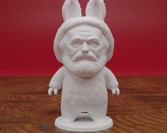 Figura de conejo de Karl Marx, escultura de plástico impresa en 3D, estatua del filósofo alemán.