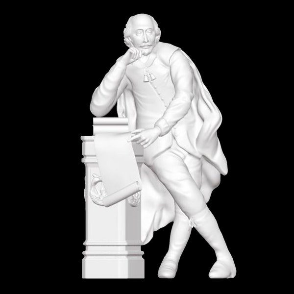 William Shakespeare Statue, William Shakespeare Skulptur, englischer Dramatiker, 3D gedruckte Statue, Größen- und Farboptionen