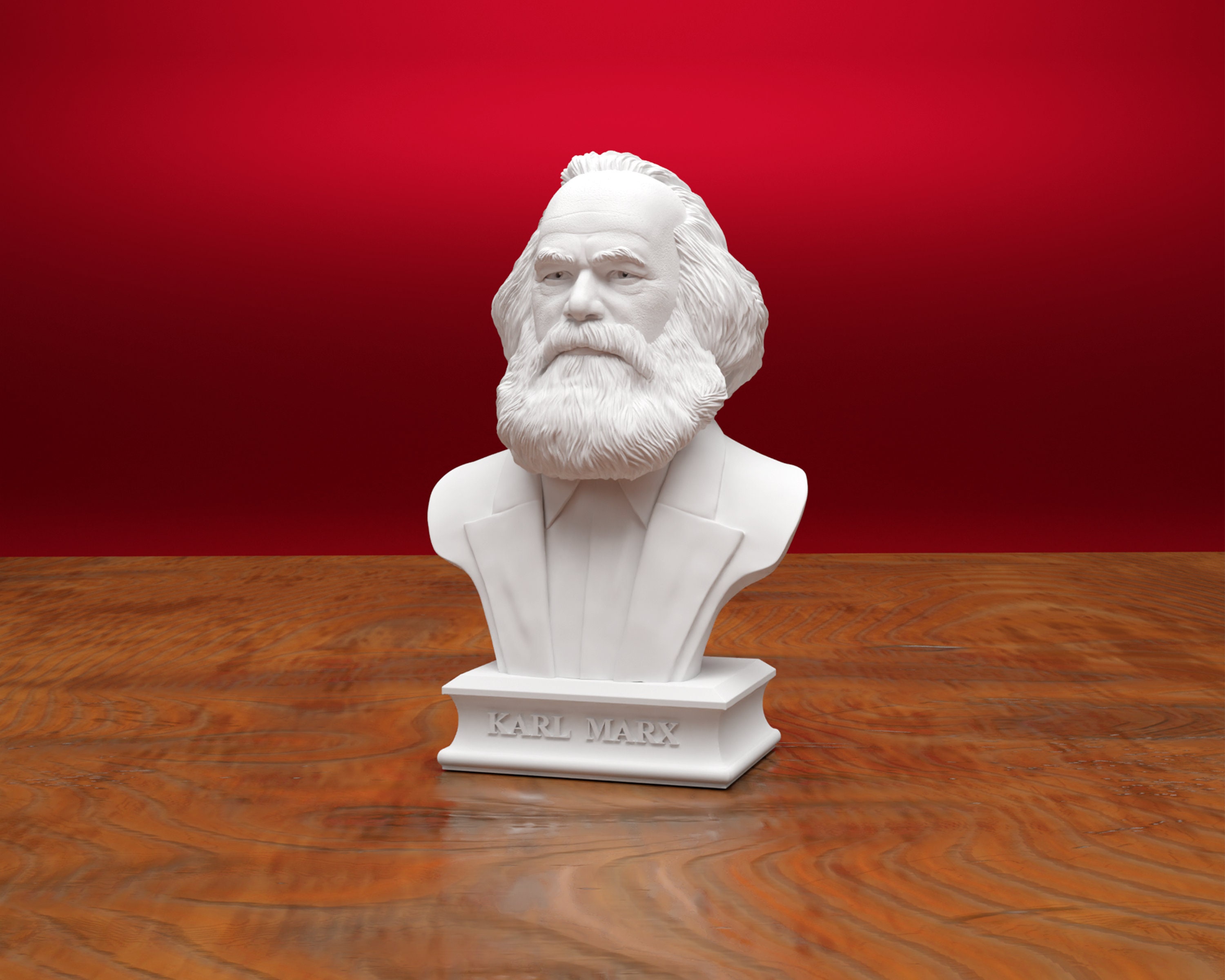Karl Marx sculptuur van hoogwaardig celan | echt handwerk Made in Germany | buste, figuur | geschenkidee in wit | 13 cm