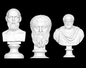 3D Printed Greek Philosophers Bust, Socrates, Plato, Aristotle