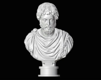 Busto de Marco Aurelio impreso en 3D, estatua del emperador romano, escultura de bioplástico.
